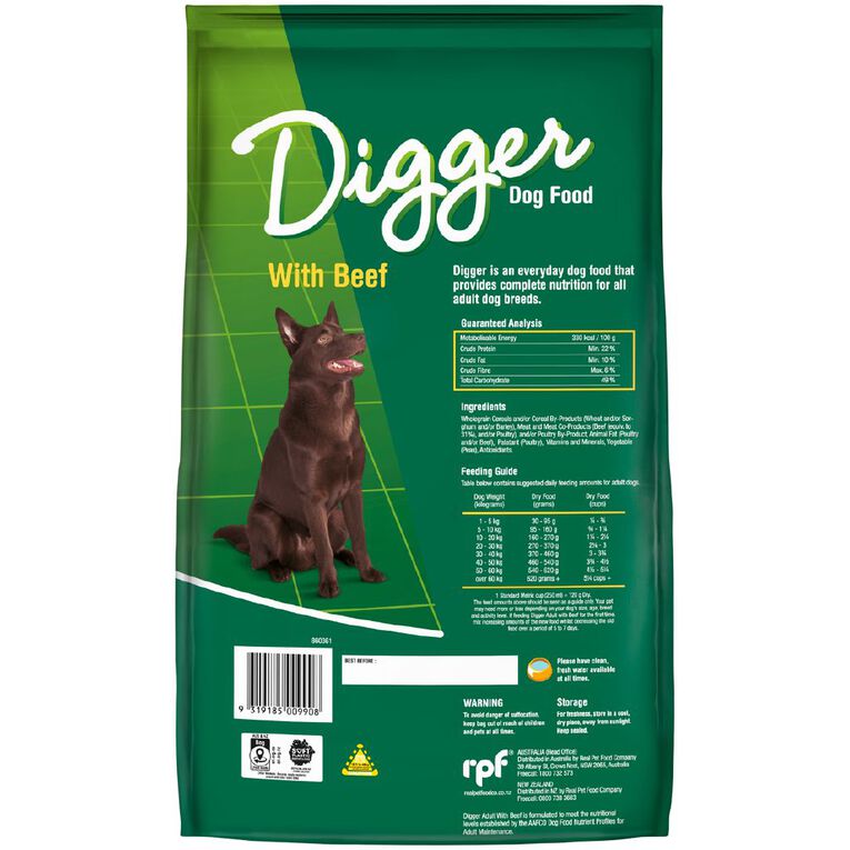Digger Dog Food with Beef 20kg, , hi-res