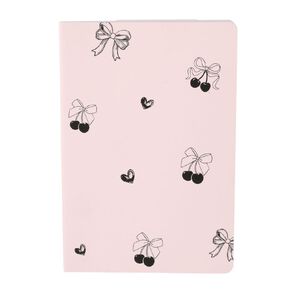 Uniti Stationery Urban Noir Bow & Cherry A5 Notebook Pink