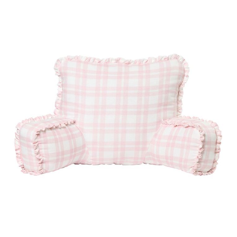 Living & Co Kids Reading Cushion Gingham Pink 45cm x 45cm, , hi-res