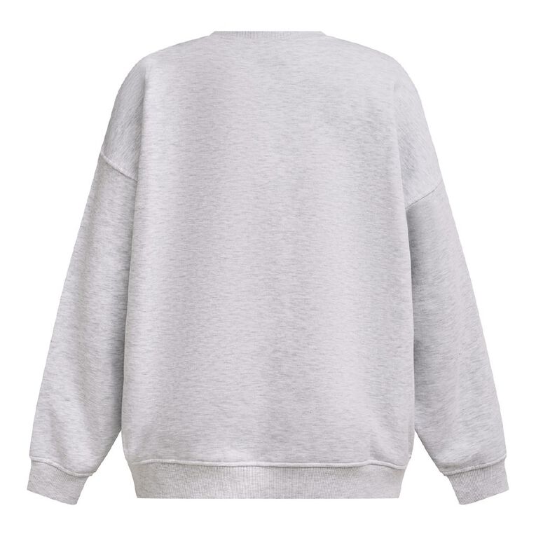 H&H Women's Long Sleeve Oversized Crew, Grey Light, hi-res