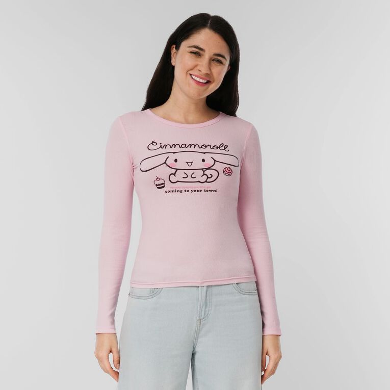 Hello Kitty Women's 90s Baby Tee, Pink, hi-res