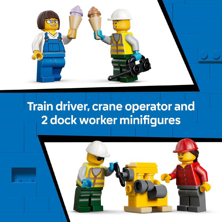 LEGO CITY Harbor Freight Train with Crane & Truck 60509, , hi-res