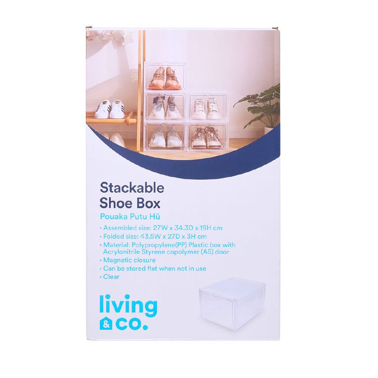 Living & Co Stackable Shoe Box Clear, , hi-res