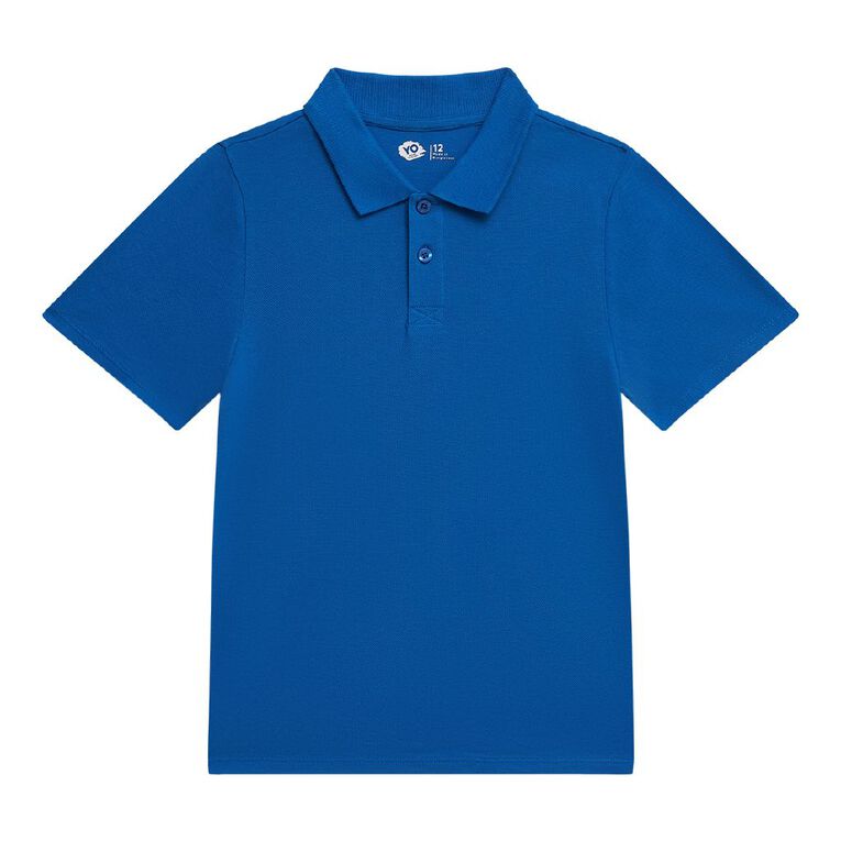 Young Original Kids' Plain Cotton Polo, Blue Dark ROYAL, hi-res
