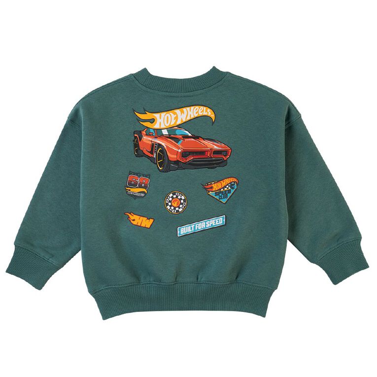 Hot Wheels Preschool Printed Sweatshirt, Green Dark, hi-res