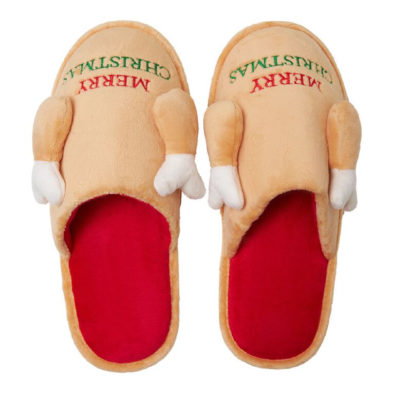 H&H Men's Christmas Slippers, Brown Light, hi-res