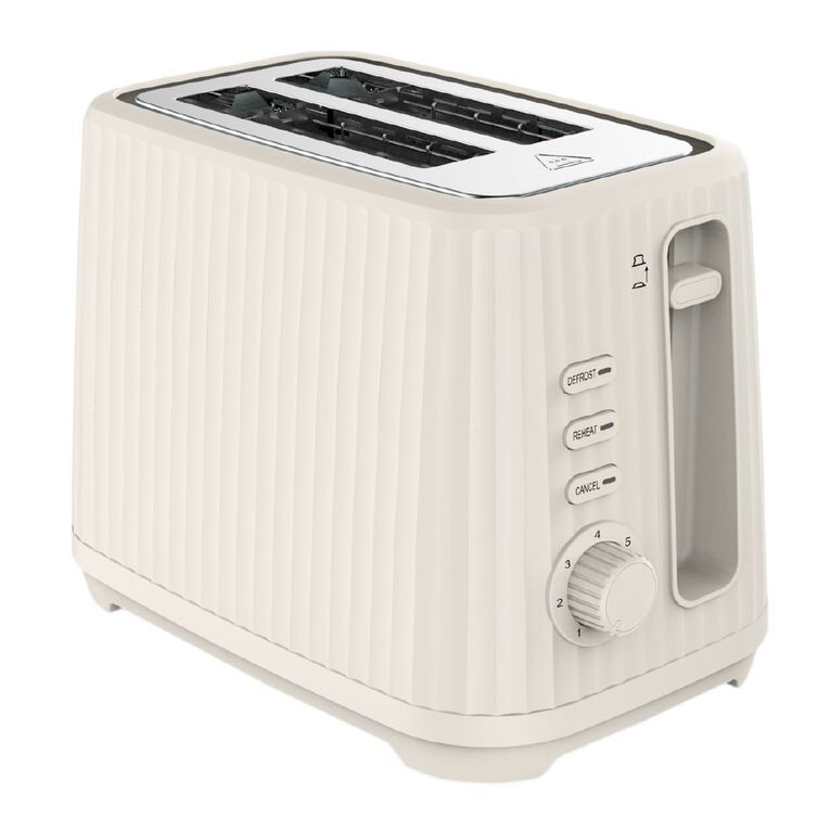 Living & Co 2 Slice Toaster Fluted Off White, , hi-res