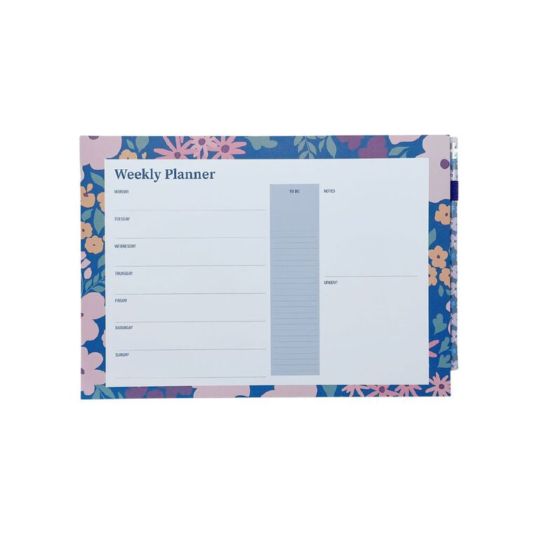 Uniti Floral A4 Weekly Planner Purple Mid, , hi-res