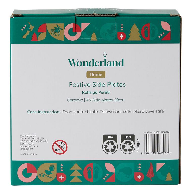 Wonderland Home Merry Christmas Side Plates 4 Pack Set Assorted, , hi-res
