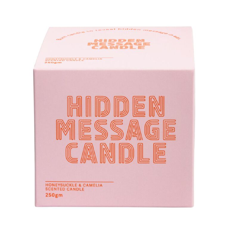 Living & Co Hidden Message Candle Honeysuckle & Camelia Pink 250g, , hi-res