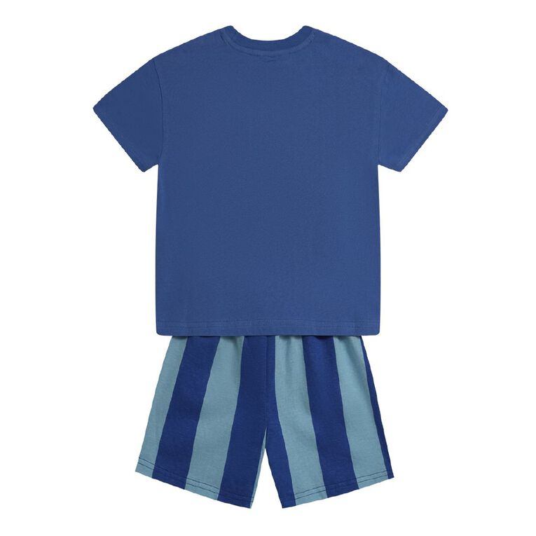 H&H Boys' Tee and Shorts Pyjama Set, Blue Mid, hi-res