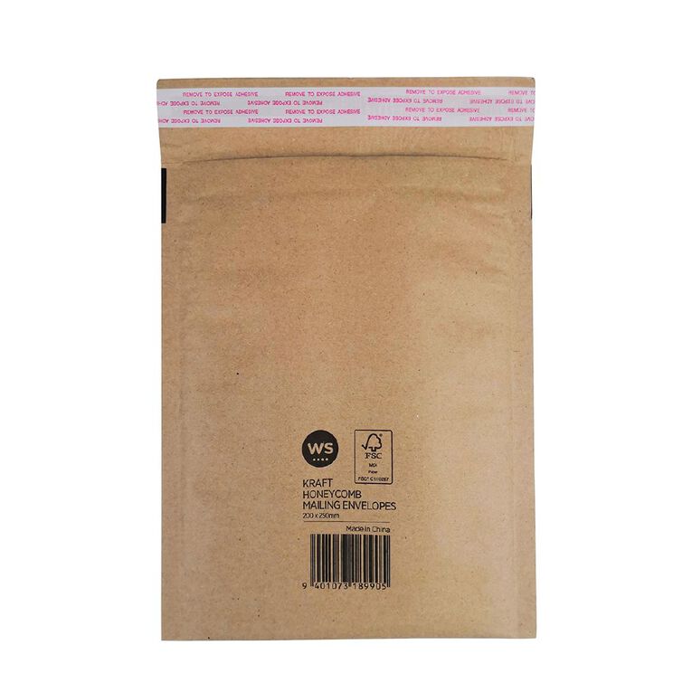 WS Kraft Honeycomb Mailing Envelopes 8in x 10in 70gsm, , hi-res