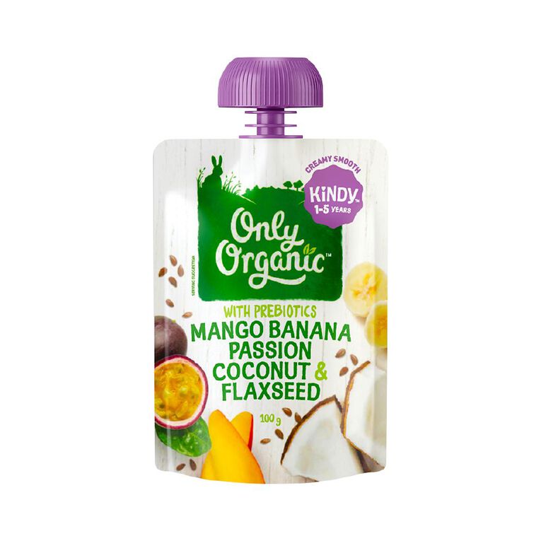 Only Organic Mango Passion Coconut Flaxseed Baby Food Pouch 100g The Warehouse