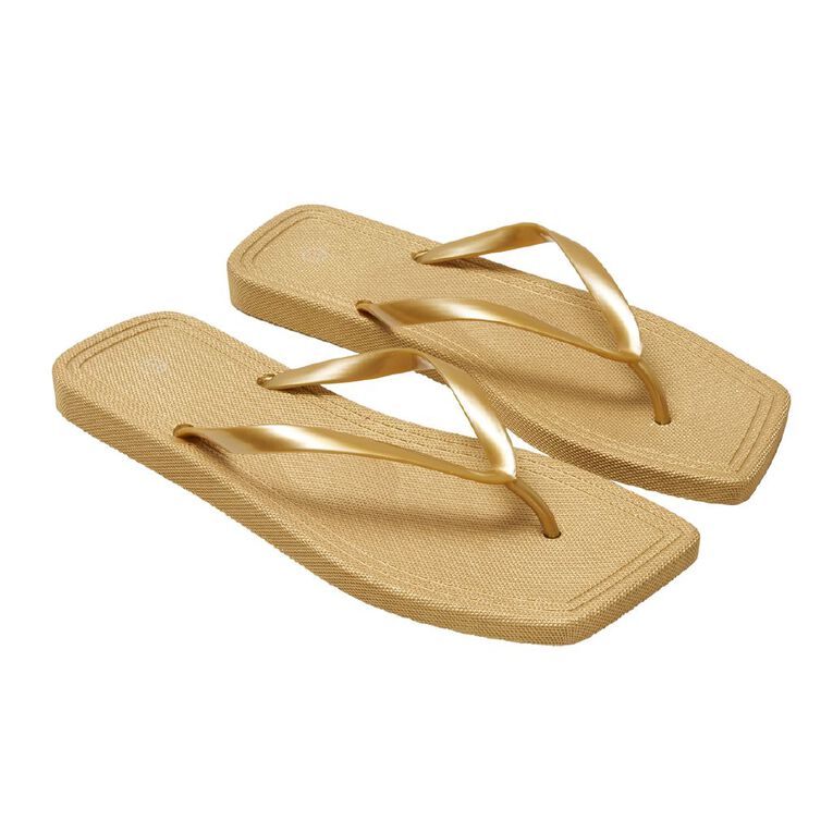 H&H Women's Square Toe Jandals, Gold, hi-res