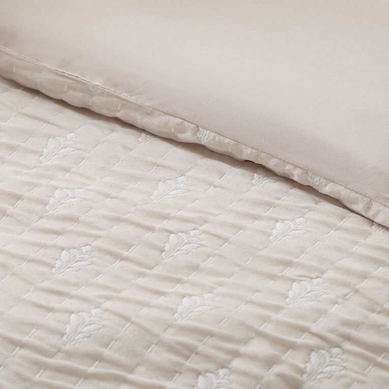 Living & Co 3 Piece Comforter Set Matelasse Bud Natural Queen, , hi-res