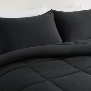 Living & Co Microfibre 2 Piece Comforter Set Black Single