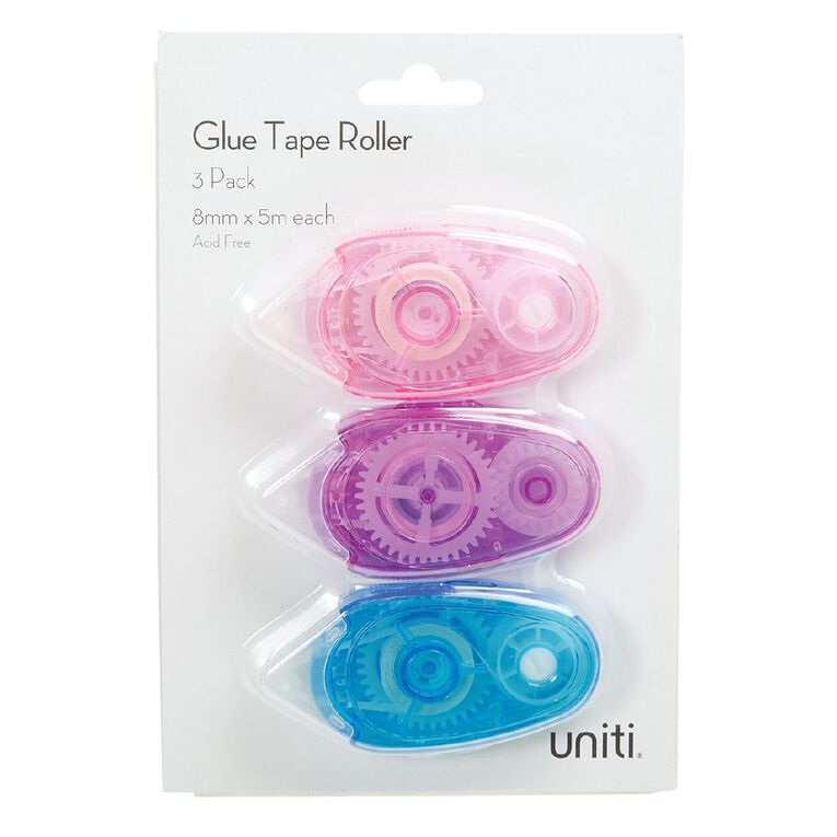 Uniti Glue Tape Roller Multi-Coloured 3 Pack, , hi-res