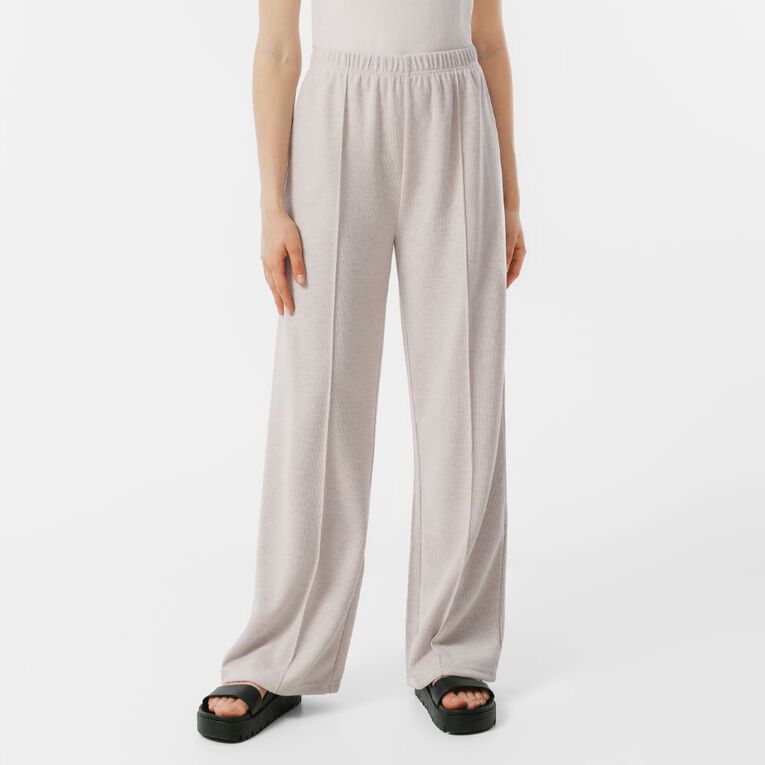 H&H Women's Wide Leg Brushed Pintuck Pants, Natural, hi-res