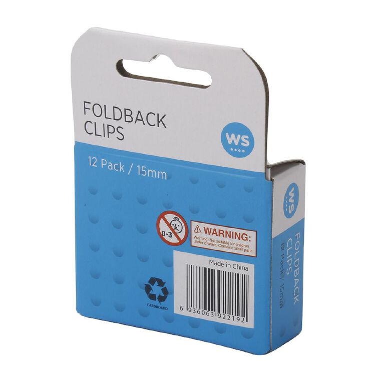 WS Foldback Clips 15mm 12 Pack, , hi-res