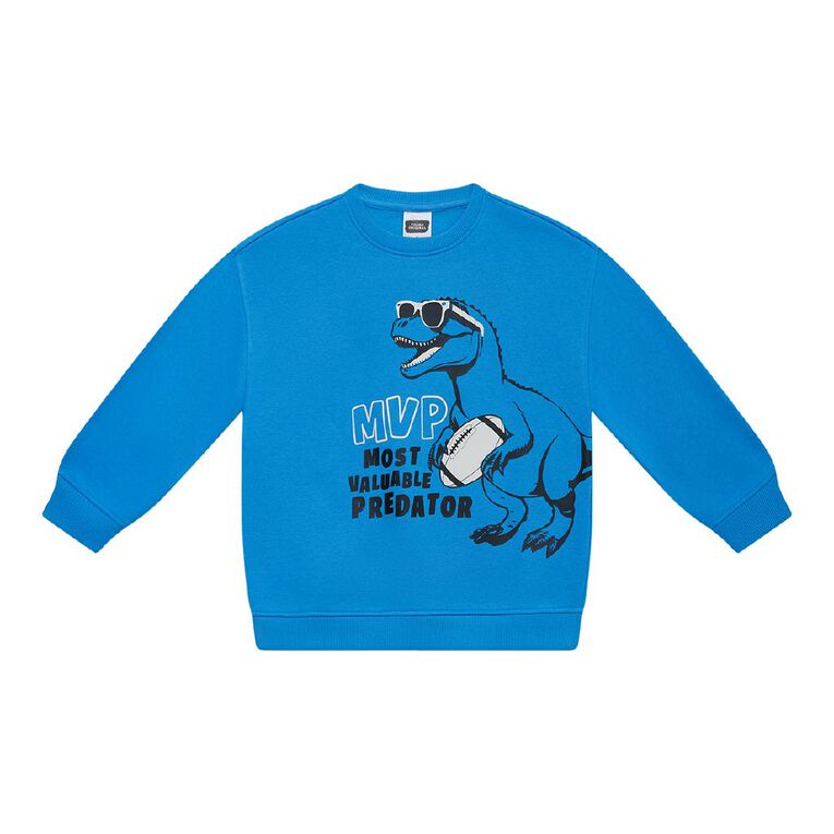 Young Original Print Crew Sweatshirt, Blue Mid, hi-res