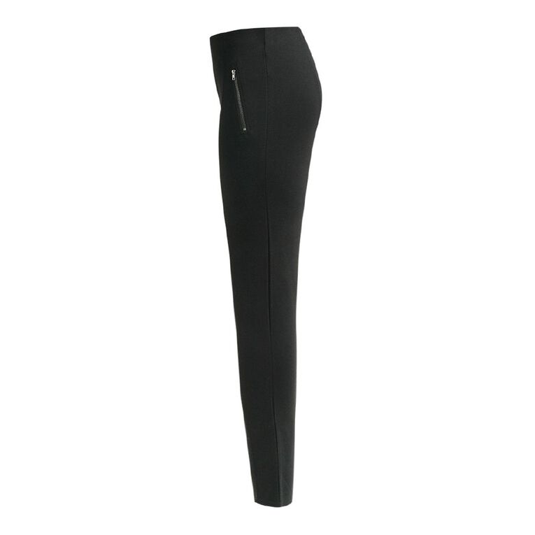 H&H Women's Ponte Zip Detail Pants, Black, hi-res