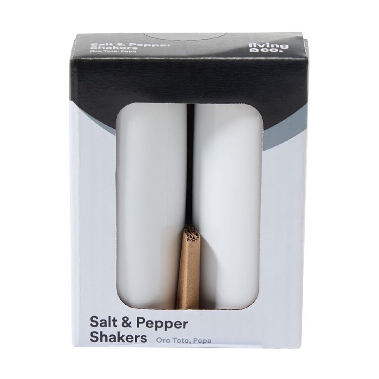 Living & Co Coupe Porcelain Salt & Pepper Shakers Set White 2 Pack, , hi-res