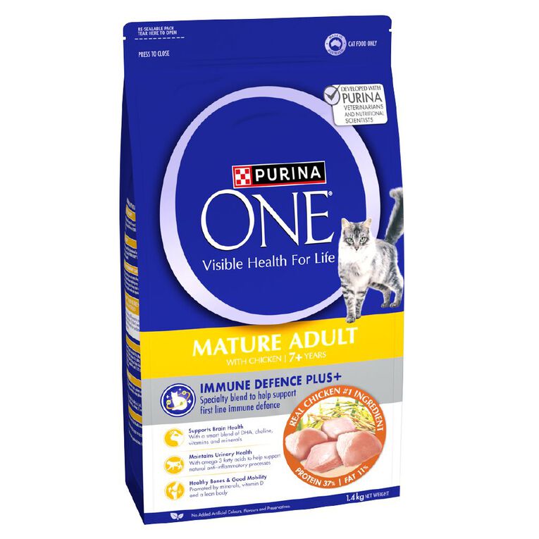 PURINA ONE Mature Adult 7+ Chicken Dry Cat Food 1.4kg, , hi-res