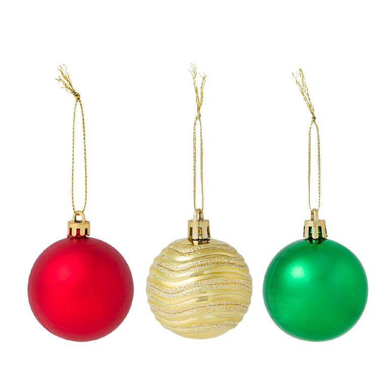 Wonderland Christmas Baubles 5cm 16 Pack Green/Red 16 Pack, , hi-res