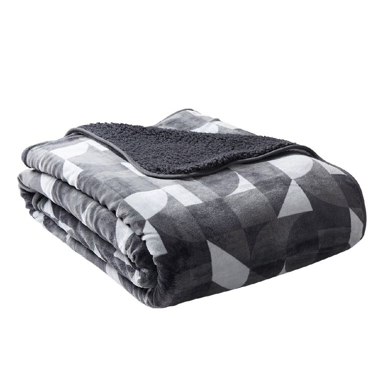 Living & Co Plush Sherpa Nova Blanket Multi-Coloured Queen, , hi-res