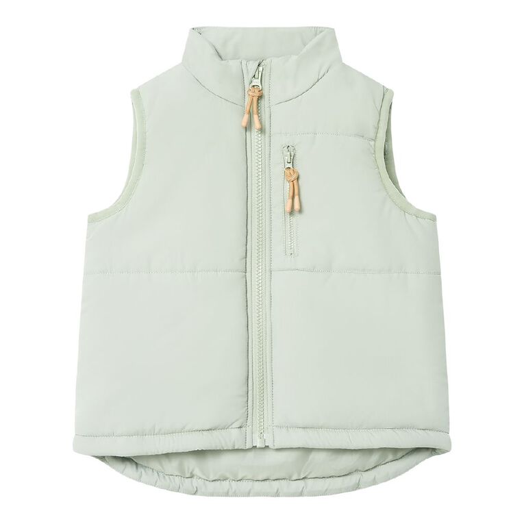 Young Original Toddler Spliced Puffer Vest, Green Light, hi-res