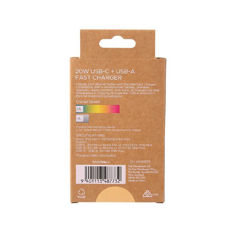 Lifestyles PD 20W USB-C Wall Charger Blue, , hi-res