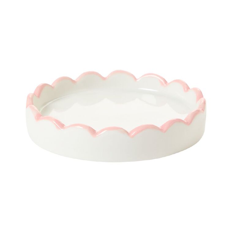 Living & Co Scallop Trim Trinket Tray Pink One Size, , hi-res