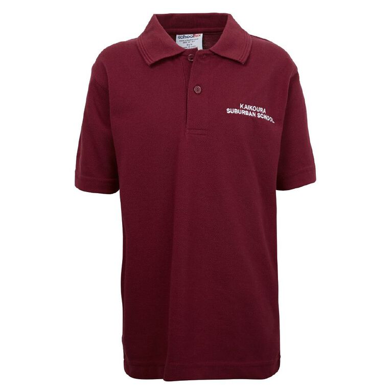Schooltex Kaikoura Suburban School Short Sleeve Polo with Embroidery, Burgundy, hi-res