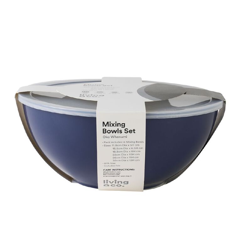 Living & Co Nested Bowls with Lids Multi-Coloured 6 Pack, , hi-res