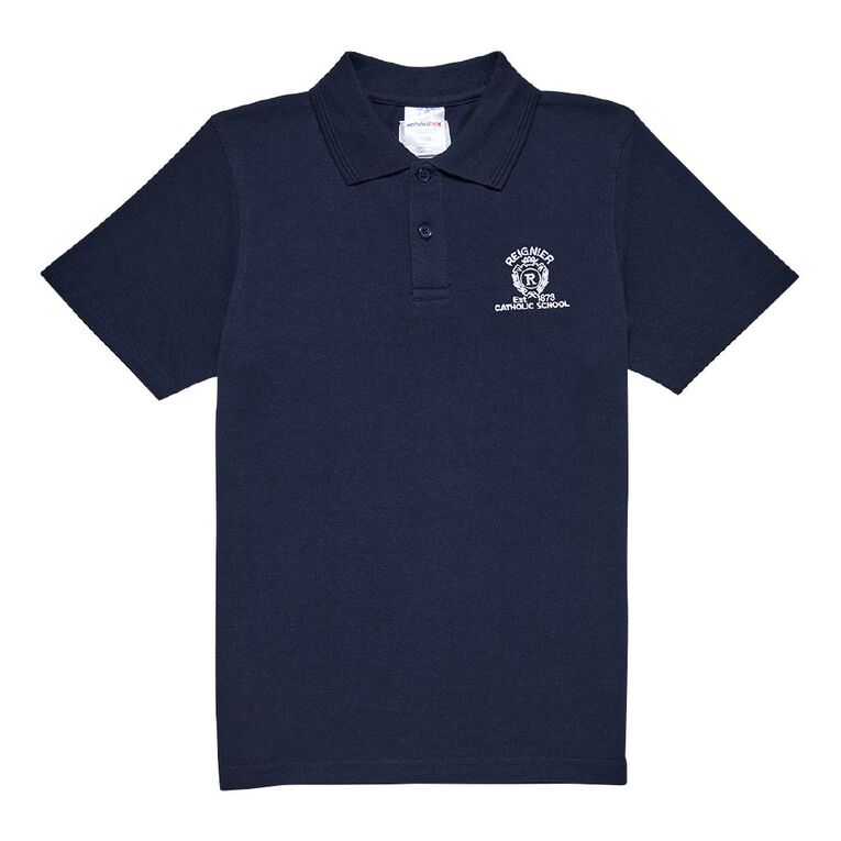 Schooltex Reignier Catholic School Short Sleeve Polo with Embroidery, Navy, hi-res