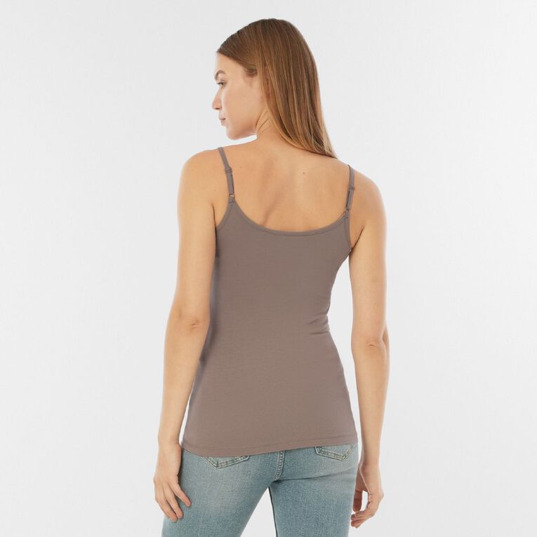 H&H Women's Stretch Fit Shelf Bra Singlet, Brown Light, hi-res