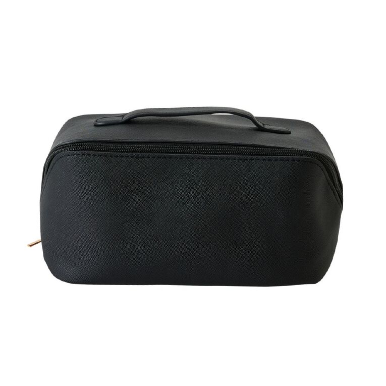 Poppi Zip Open PU Cosmetic Bag Black, , hi-res