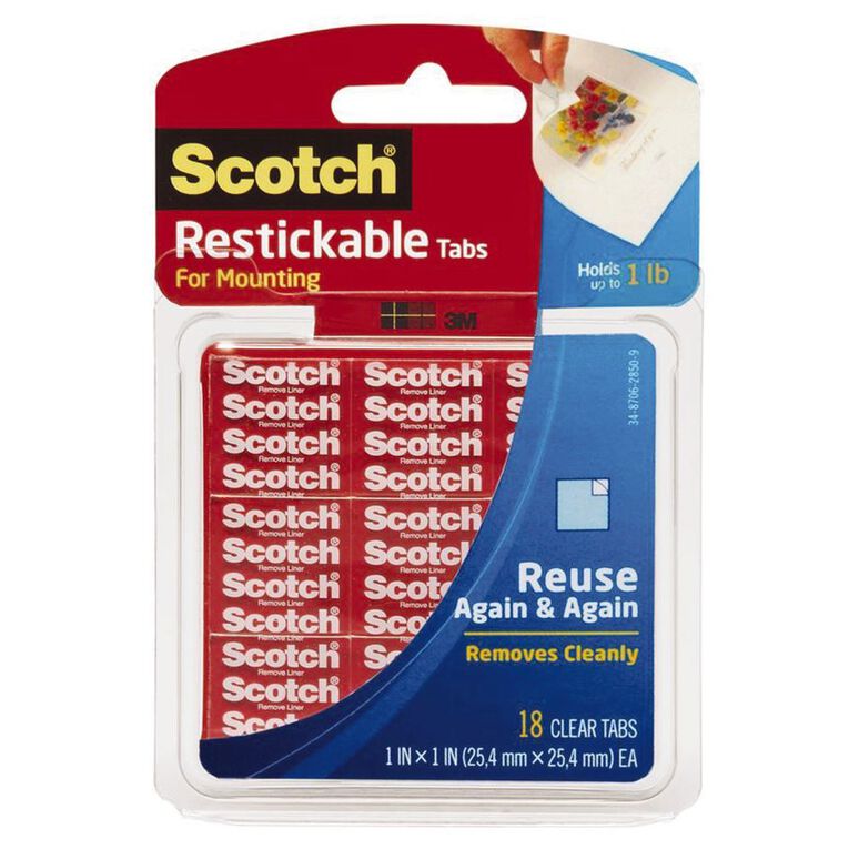 Scotch Reusable Mounting Tabs R103 Clear, , hi-res
