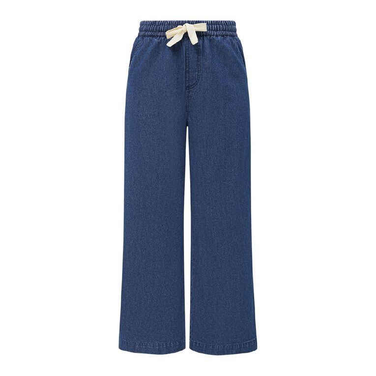 H&H Women's Wide Leg Pull On Side Stripe Jean, Denim Mid, hi-res