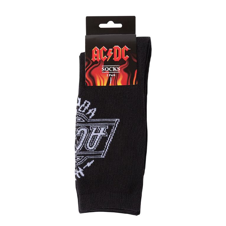 ACDC Crew Socks 2 Pack, Black, hi-res