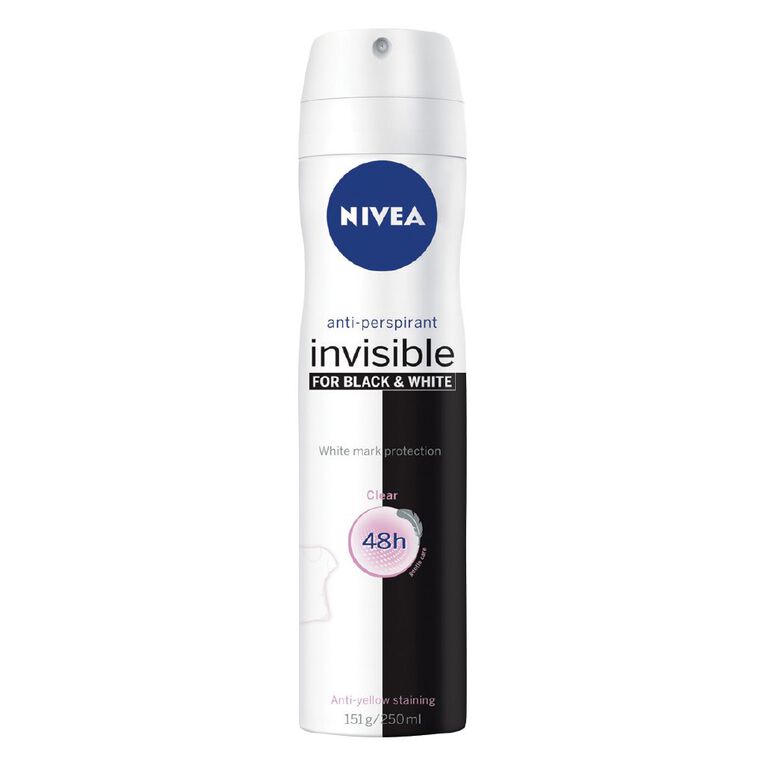 Nivea Black & White Clear Deodorant Aerosol 250ml, , hi-res