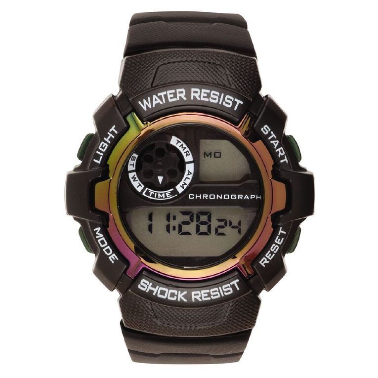 Active Intent Women's Sports Digital Watch Black Iridescent, , hi-res