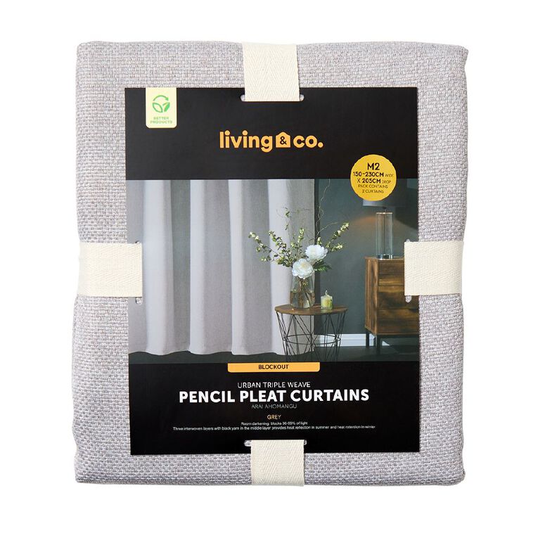 Living & Co Urban Curtains Grey 150-230cm Wide/205cm Drop, , hi-res