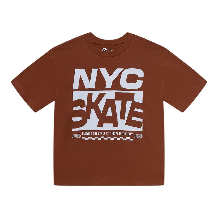 Young Original Short Sleeve Print Tee, Brown Mid, hi-res