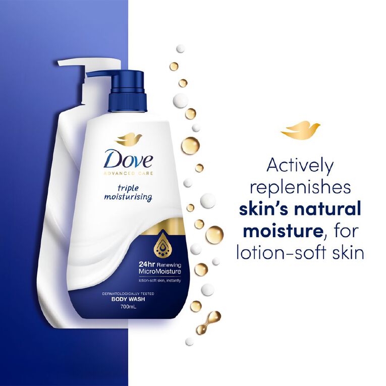 Dove Advanced Care Body Wash Triple Moisturising 700ml, , hi-res