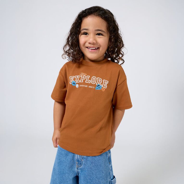Young Original Short Sleeve Relaxed Print Tee, Brown Mid, hi-res