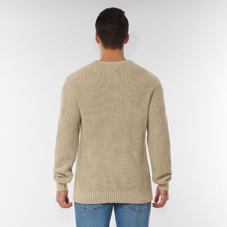 H&H Men's Crewneck Fisherman Rib Pullover, Beige, hi-res