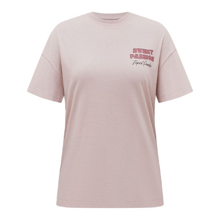 H&H Women's Short Sleeve Boyfriend Graphic Tee, Purple Light, hi-res