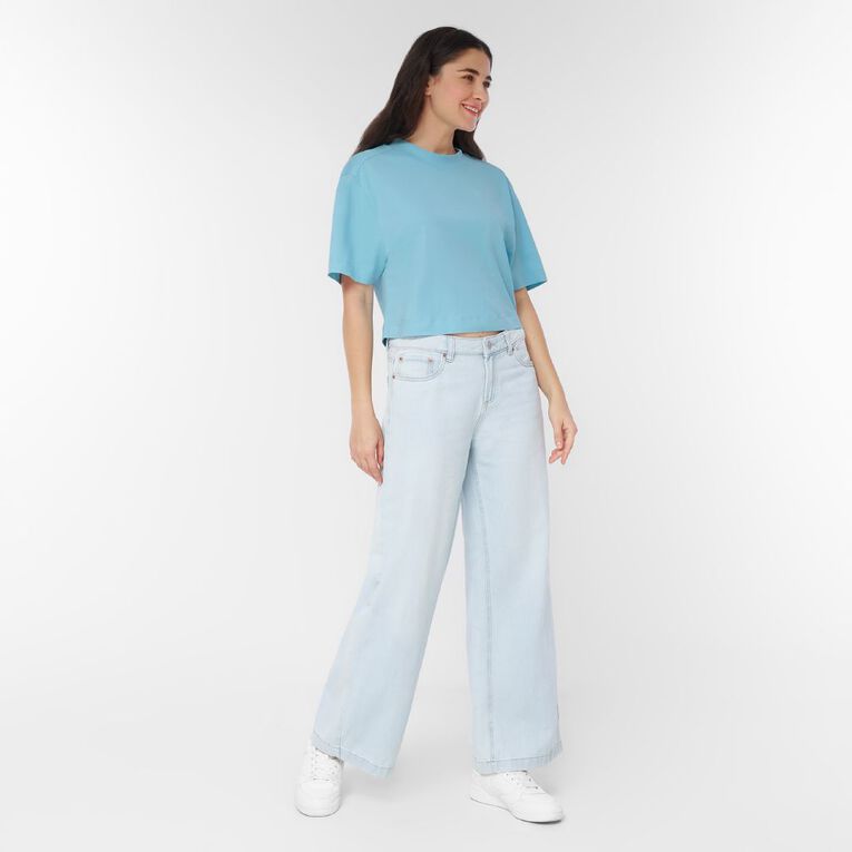H&H Women's Cropped Boxy Tee, Blue Light, hi-res