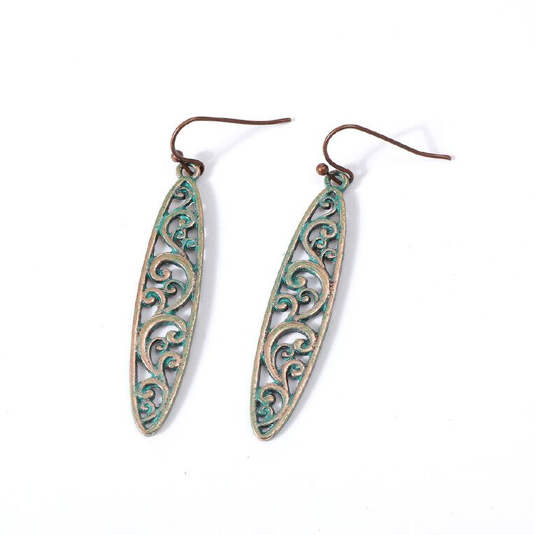 Kiwiana Stainless Steel Oval Fish Hook Earrings, , hi-res